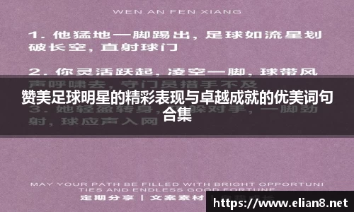 赞美足球明星的精彩表现与卓越成就的优美词句合集