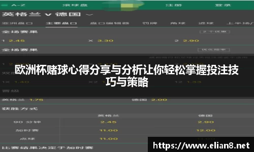 欧洲杯赌球心得分享与分析让你轻松掌握投注技巧与策略
